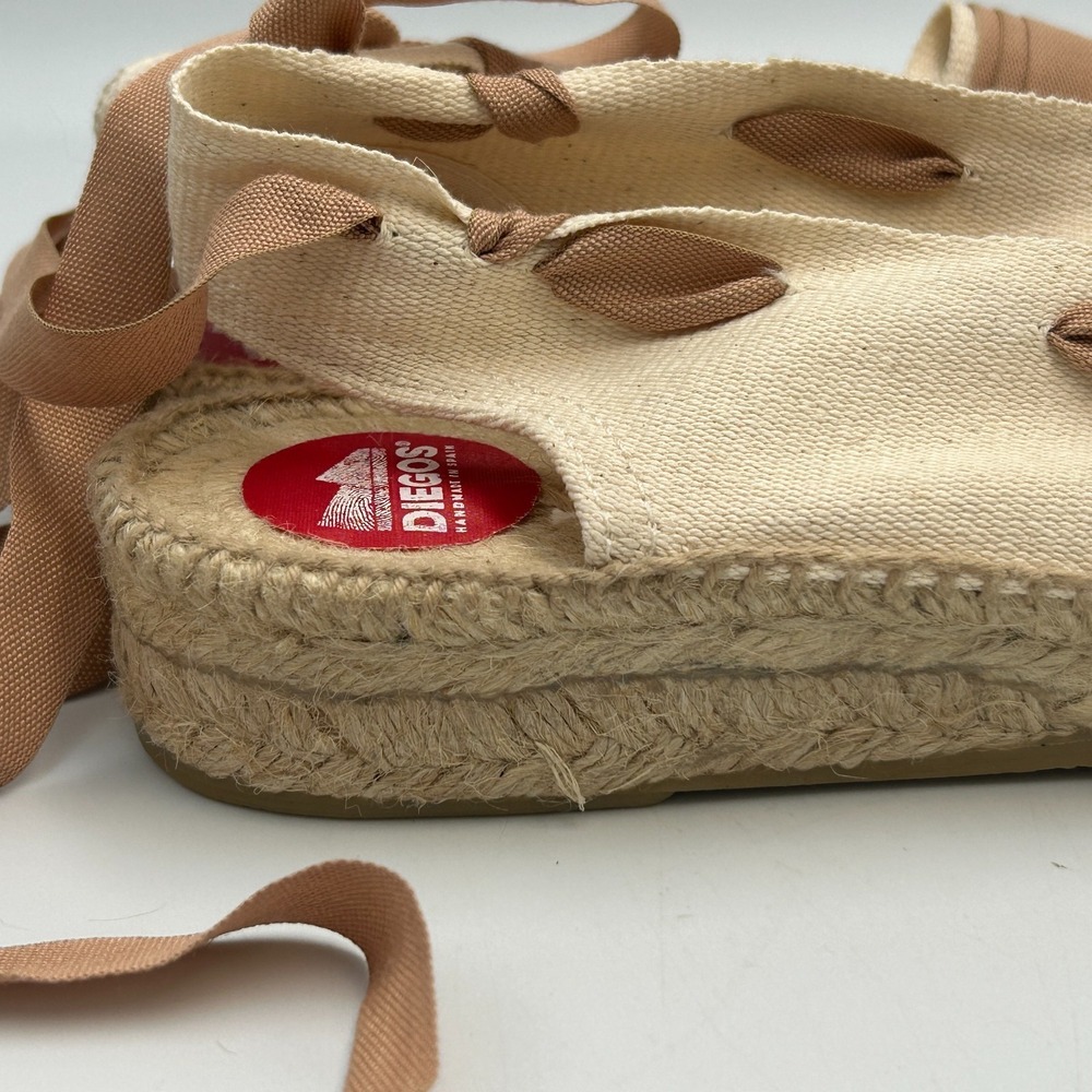 Diegos® Handmade Spanish Espadrilles Catalina White Wedge Lace up Shoes Size 38 - Picture 7 of 12